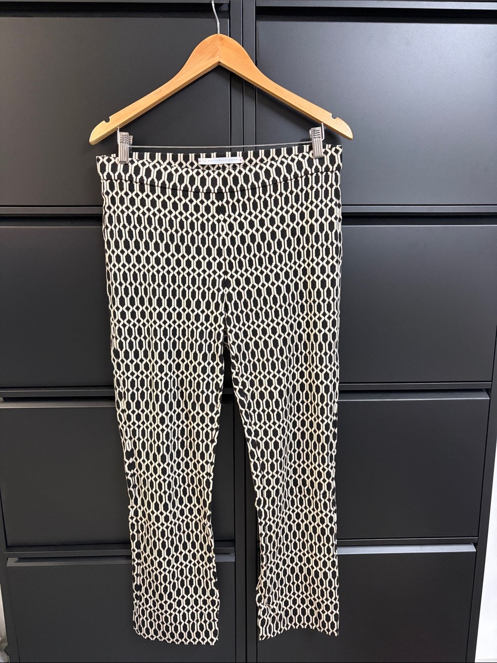 RAFFAELLO ROSSI Black and Cream Geometric Knit Skirt